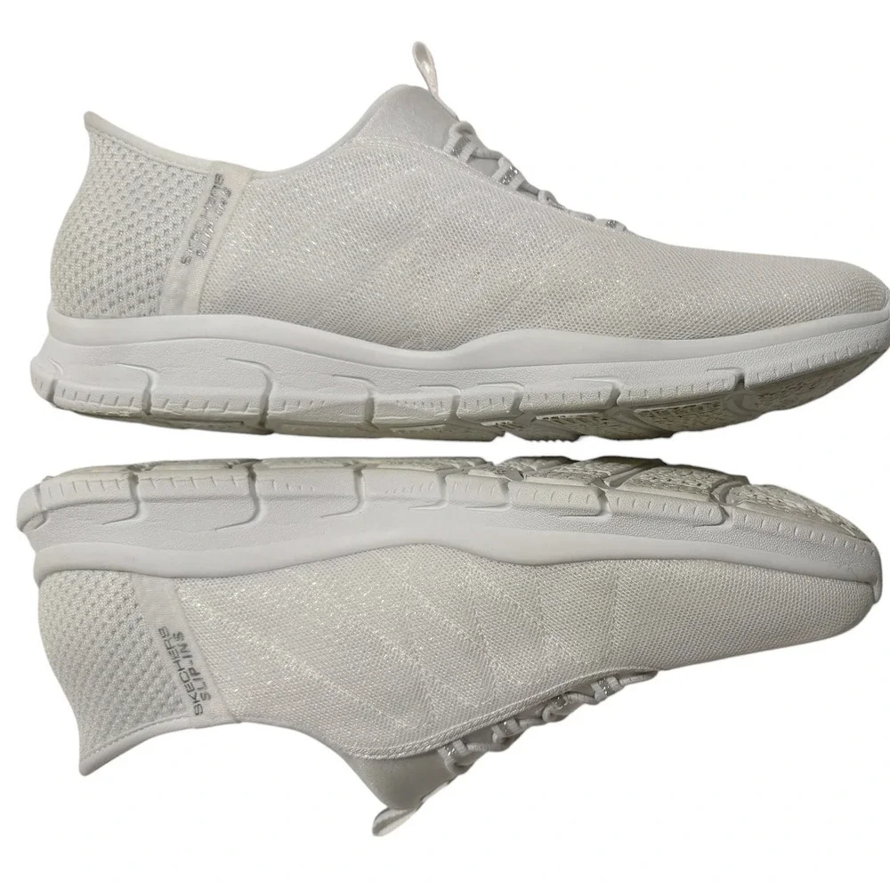 Skechers Hands Free Slip-ins Ultra Flex 3.0 Smooth Step White Sparkle 100743 WHT